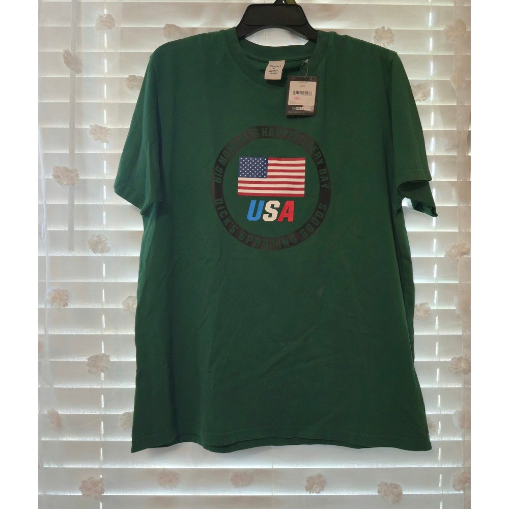 DSG Mens Olympic Tee Green USA Flag Graphic T-Shirt Large DSG24100 NWT